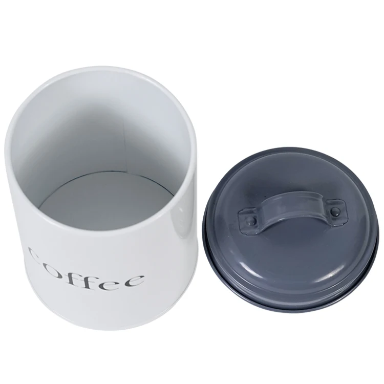 Round Shape Vintage Storage Jar Powder Coated Metal Case Kitchen Canister Tea Coffee Sugar Set of 3