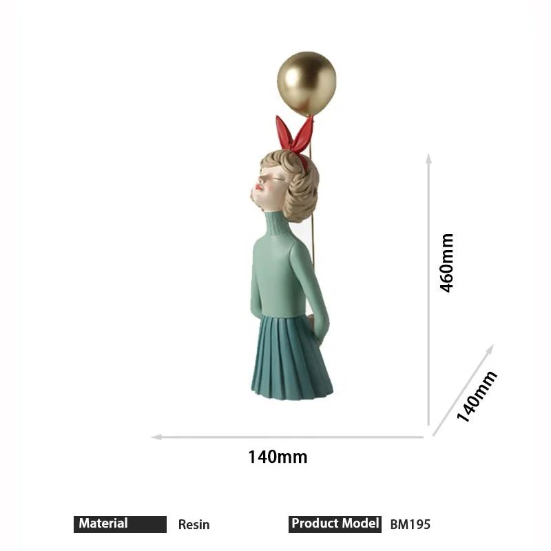 Bunny girl flying balloon standing character human statue sculpture resin artwork statue resin crafts birthday gifts