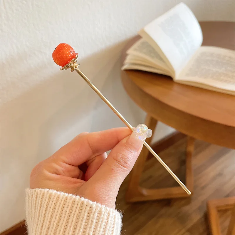 Креативная оранжевая шпилька для волос простая сковорода вилка женский повседневный головной