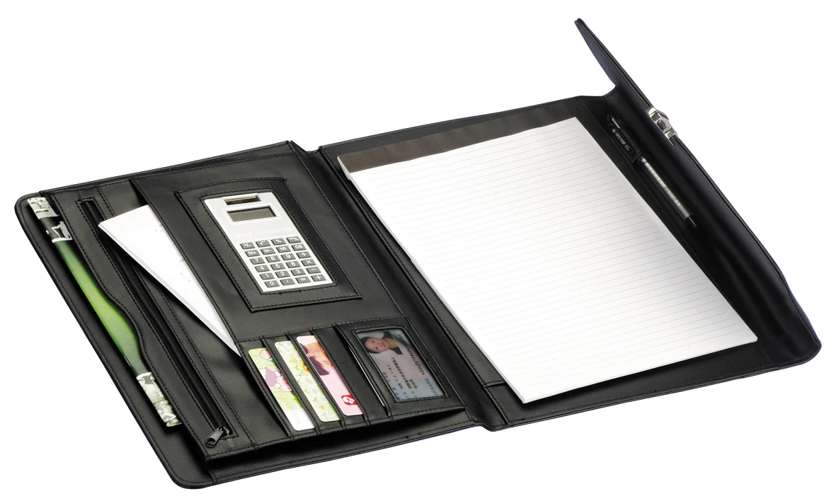 High Quality Customized Multi-Function PU Leather A4 Presentation Folder High Quality Leather Padfolio Portfolio File Pockets