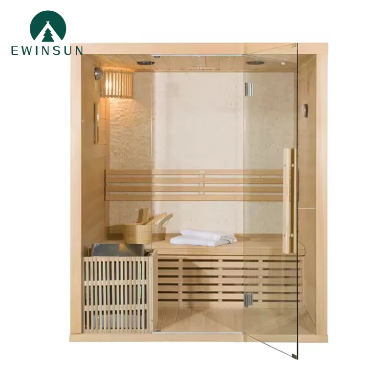 High Quality 1Person Hemlock Wood Low EMF FAR Infrared Sauna for Home Indoor Sauna with Bluetooth LED