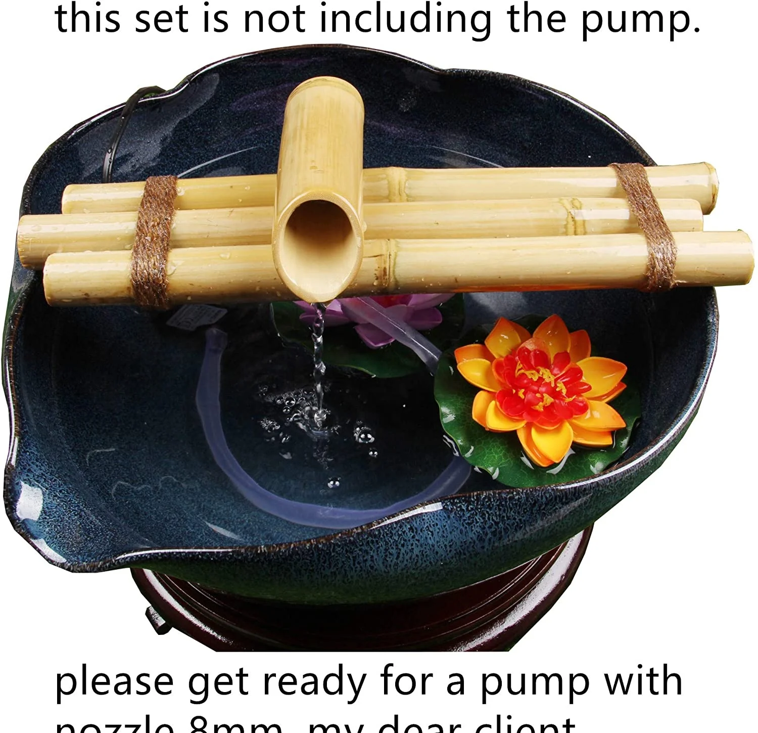 Bamboo Water Fountain Medium 12 Inch Three Arm Style without Pump, Indoor or Outdoor Zen Garden Decor Fountain Natural
