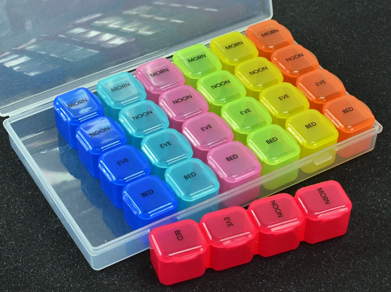 Monthly Pill Box am/pm Pill Organizer box for 7 Days 28 Compartments pill packaging box