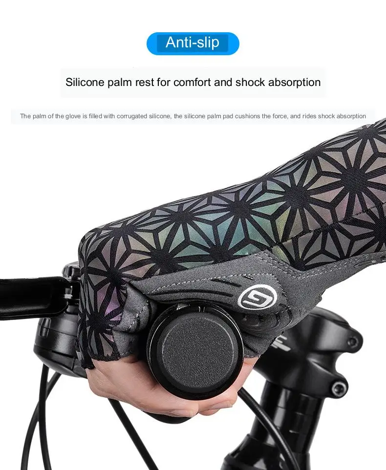 MTB Cycling Gloves Luminous Half-Finger Visors Light Reflective Road Bike Gloves Outdoor Sports Waterproof Fishing