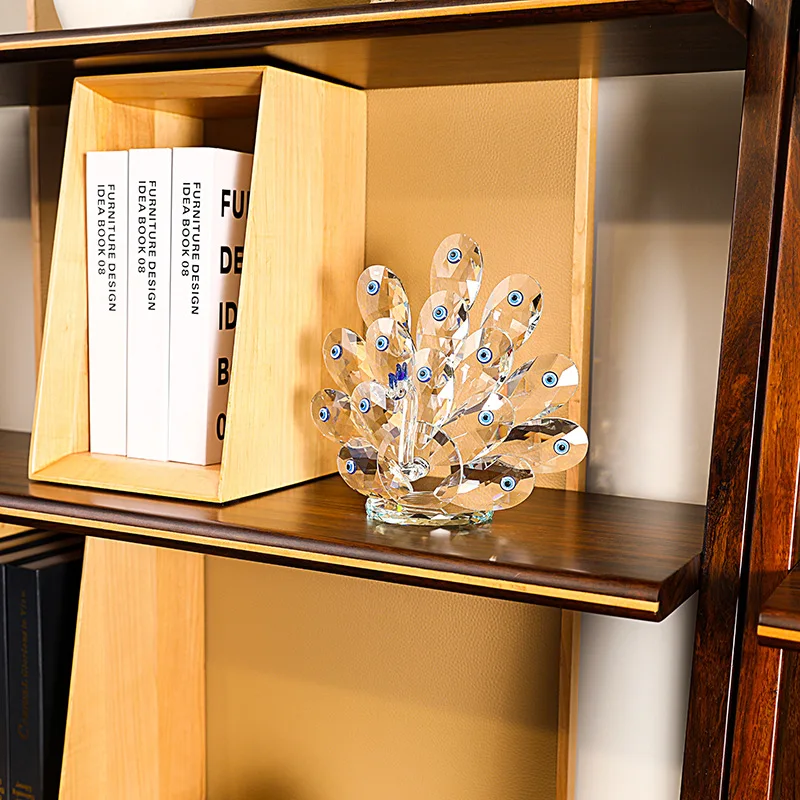 Sea Blue Crystal peacock desktop ornaments for home