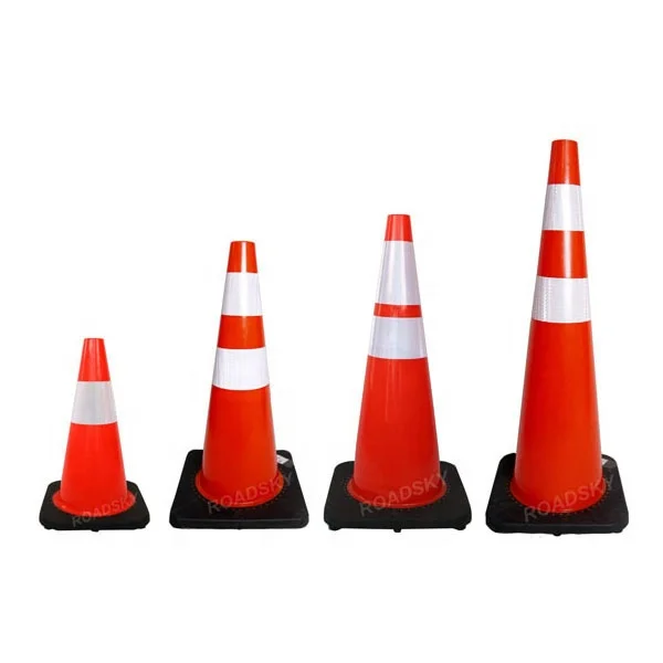 PVC traffic cones safety cone with rubber base with reflective tape