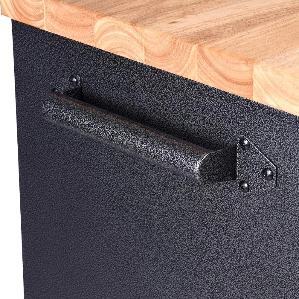 
rubberwood top mobile workbench 7-drawer cabinet tool cart garage storage tool trolley 