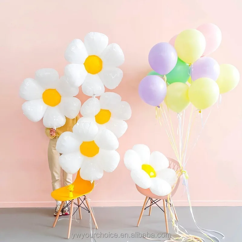 INS/Дейзи цветок воздушный шарик из фольги в форме для лета и весны Декорации вечеринок яйцо шесть лепестками Огромный Воздушный шар майлара детского дня рождения