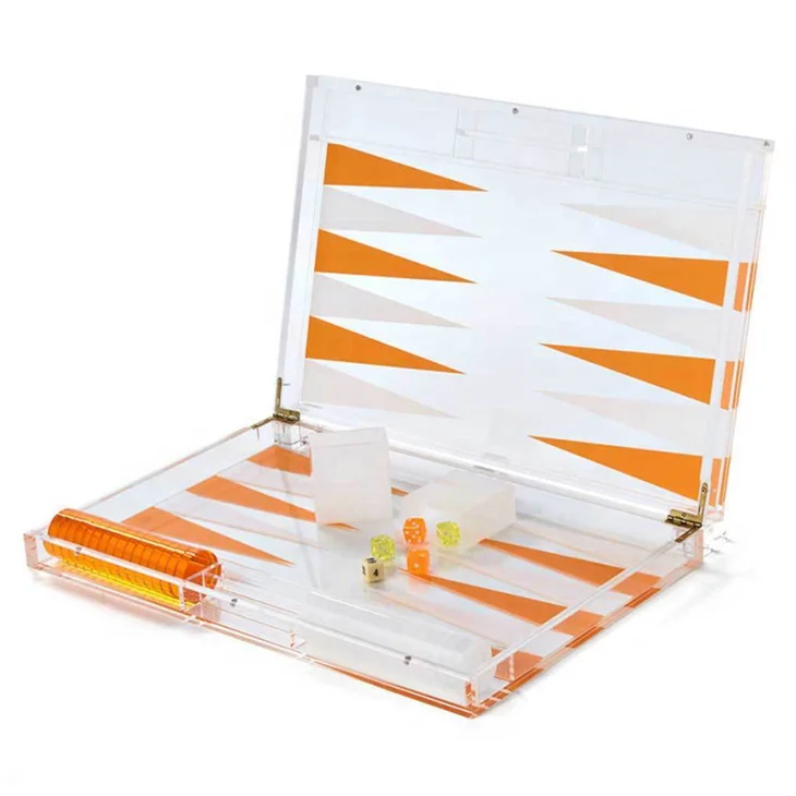 Orange&Clear acrylic backgammon set/backgammon set large