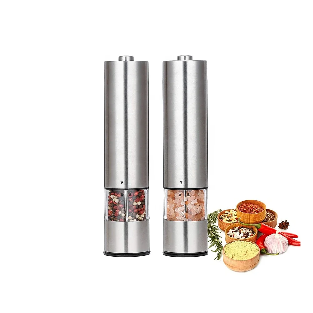 Low MOQ Amazon Sale Electric Salt and Pepper Grinder Mill Set With Adjustable Coarseness and  LED Light