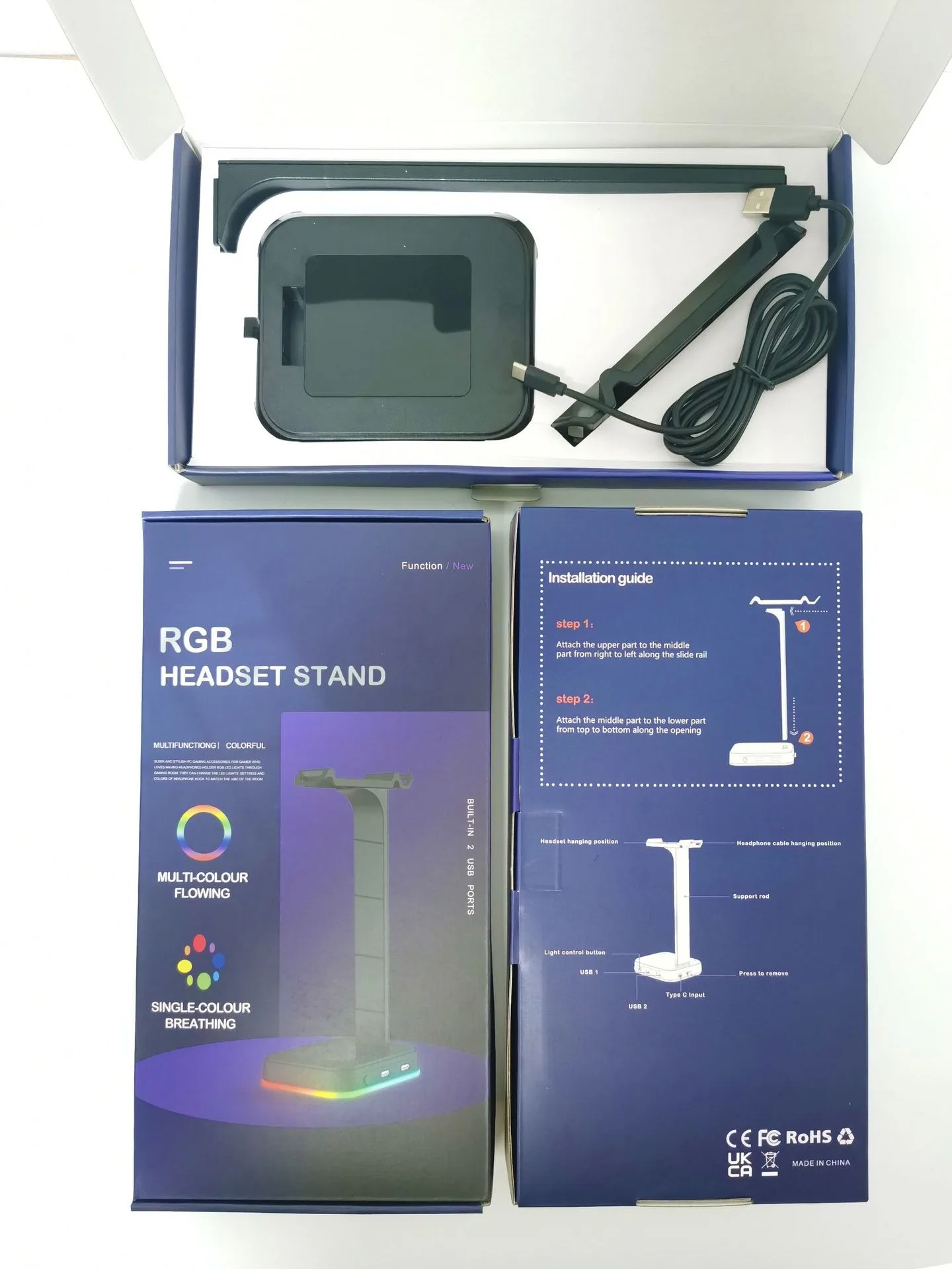 Горячая Распродажа USB зарядка RGB меняющий цвет светодиодный игровой светильник держатель для наушников красочная игровая