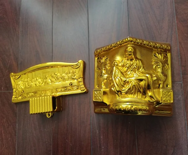 Model 9# China Funeral Supplies Manufacturers Coffin Decoration PP New Material Last Supper Casket Corner Set with Steel Bar