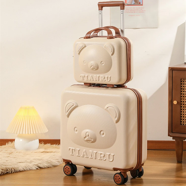 2PCS/SET fashion Cosmetic bag 20/24 inch girl students trolley case Travel spinner Password luggage woman rolling suitcase