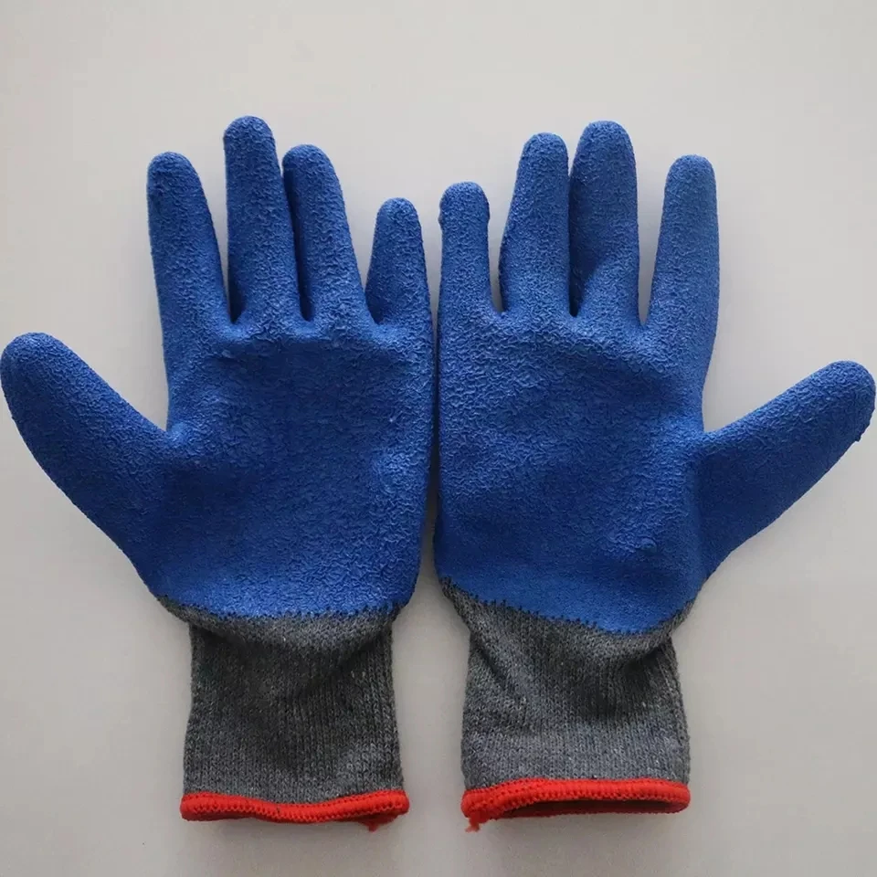 Labor Protective Non Slip Coating Red Nylon Knit Latex Coated Construction Mechanical Industrial Safety Work Gloves