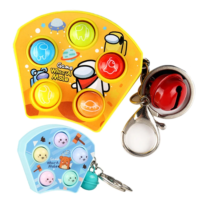 2024 New Portable Mini Whack A Mole Game tress Relief Hand Keychain Puzzle Fidget Toy Push Pop Bubble Fidget Toy Keyring