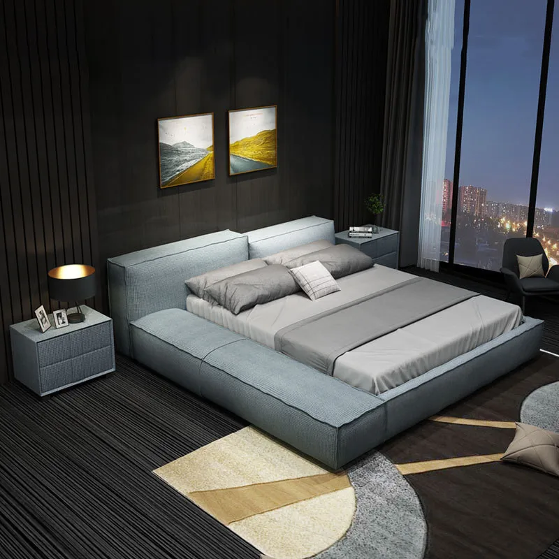 Tatami fabric bed modern minimalist double bed 1.8m king size storage bed master Bedroom Furniture
