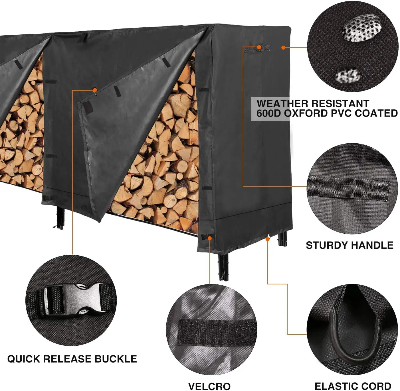 Wholesale Firewood log Rack cover Heavy Duty and Water Resistant firewood rack with cover