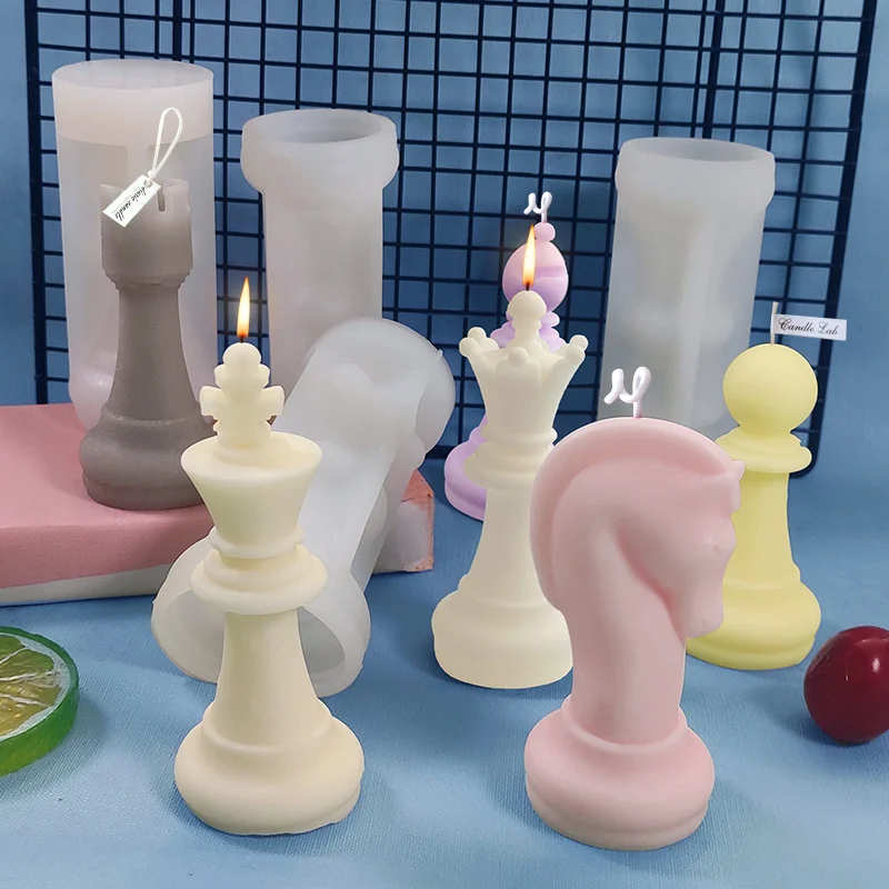Wholesale Large Chess Silicone Mold Creative DIY Candle Making Mould Food-grade Materials 3D Handmade Soap Molds