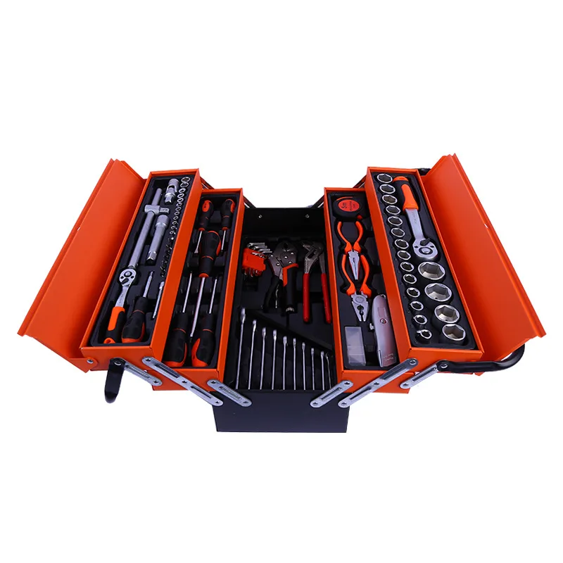 Factory 85 pieces of steam engine repair set iron box household toolbox folding three layers of hardware pliers sleeve