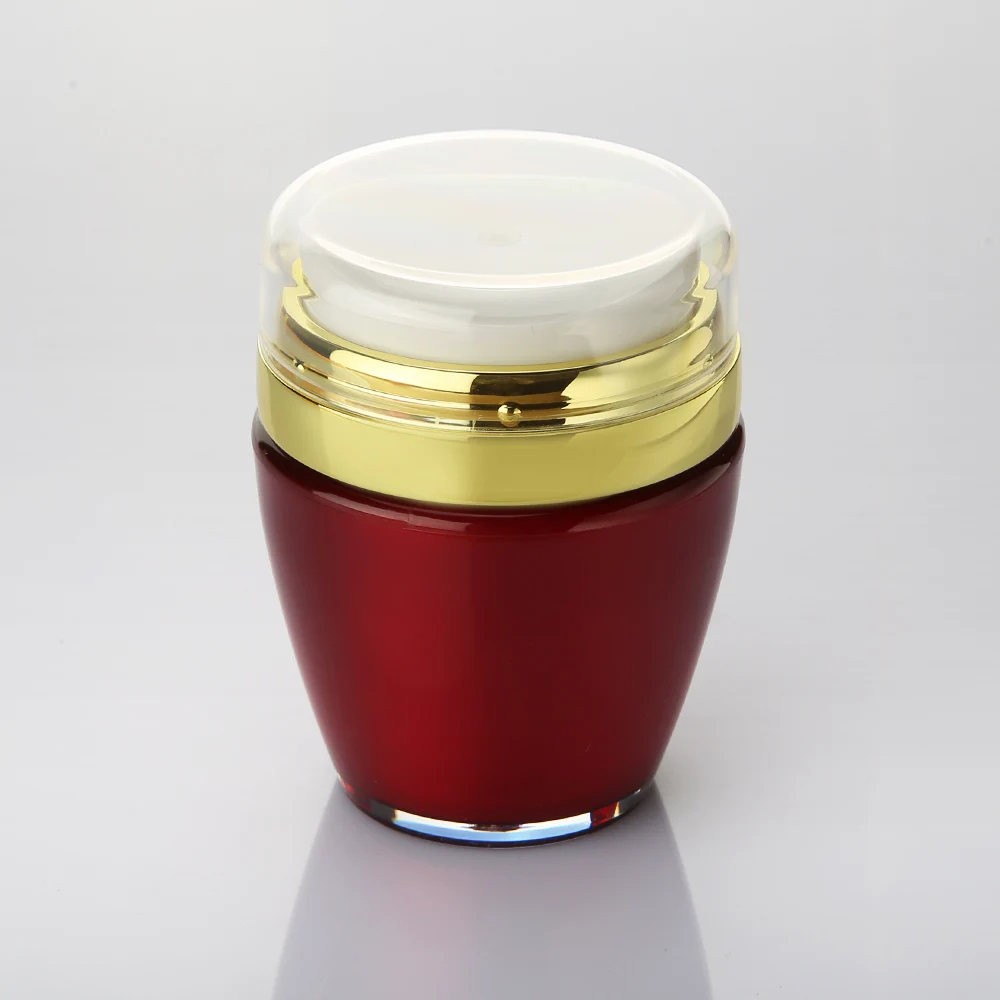 Empty 30g 50ml red silver wine shape airless pump cream jar 50 ml with gold silver shoulder for cosmetic packaging