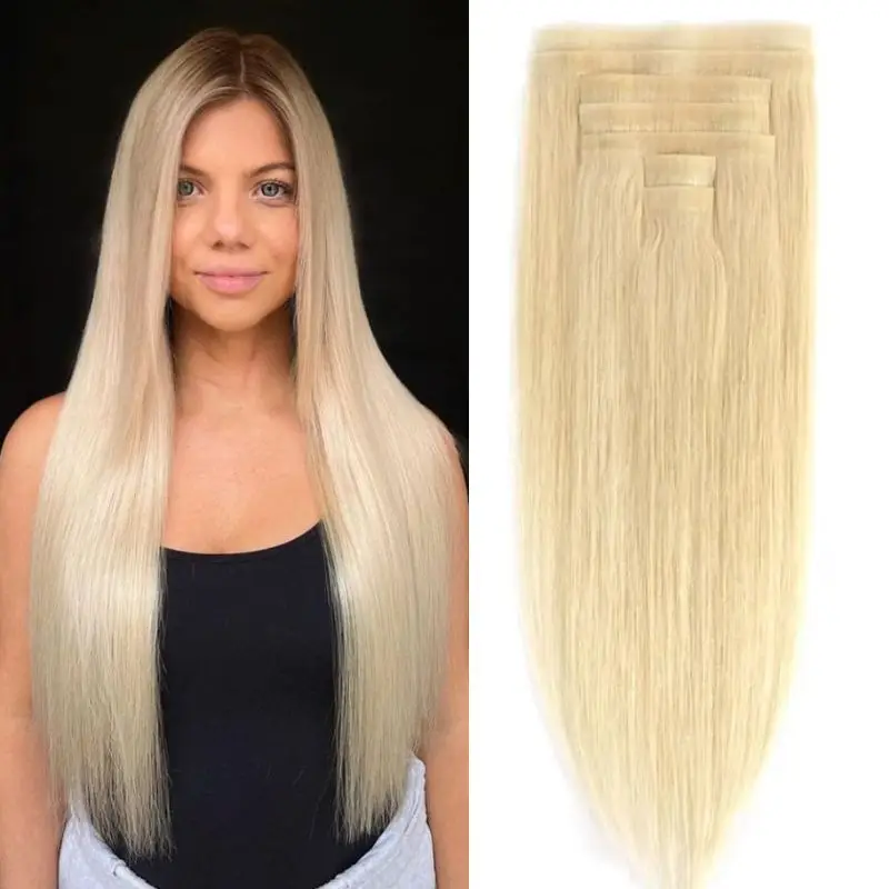 Time Limited Price Pu Extensions Clip in Raw Indian Invisible Human Hair Extension for Hairstylist
