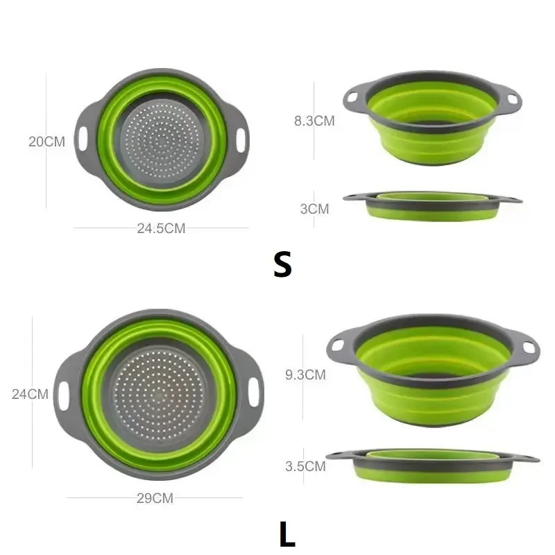 Silicone Folding Drain Basket Creative Retractable Silicone Fruit Vegetable Basket For Kitchen Tool