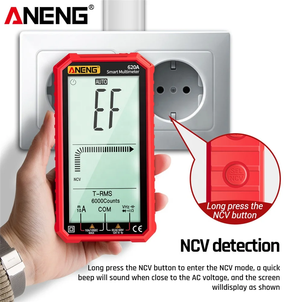 ANENG 620A Digital Smart Multimeter Transistor Testers 6000 Counts True RMS Auto Electrical Capacitance Meter Temp Resistance