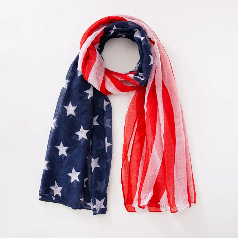 2024 новый длинный Американский винтажный шарф с американским флагом полосками и звездами патриотические шарфы