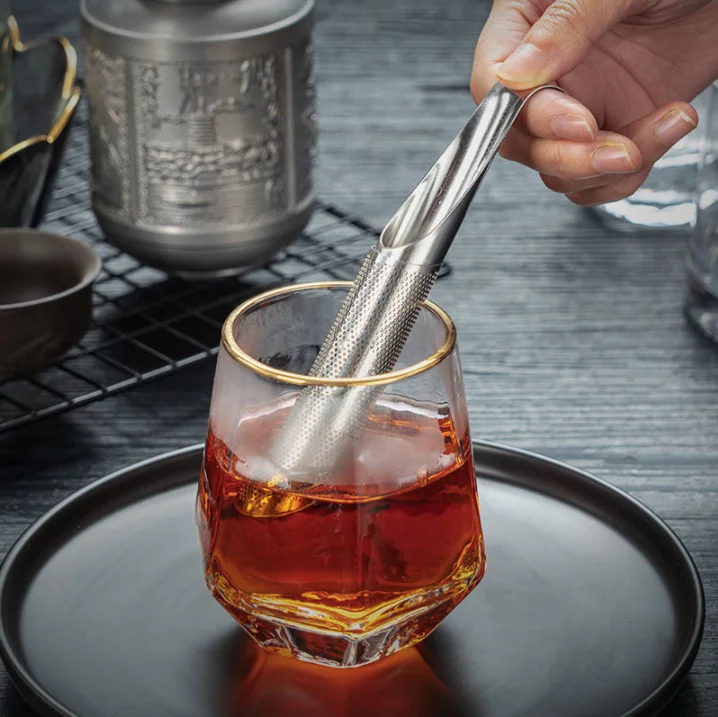 Stainless Steel Hot Tea Strainer Plunger Tea Infuser Mesh Filter,  Reusable Filter Pipe Steeper for Loose Tea Leaf Herbs Spice
