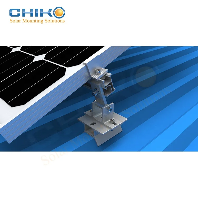 Quick fixed solar panel structure with clamps on trapezoidal Steel sheet rooftop
