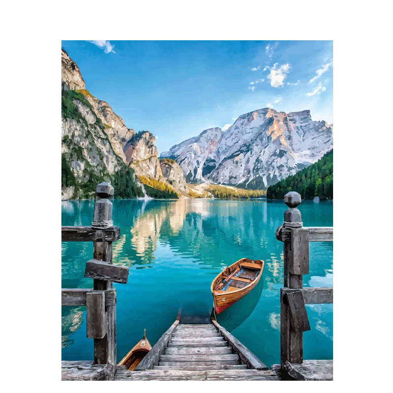 CHENISTORY 992282 abstract oil painting by number kit Lake Brice on canvas painting wall art for wholesale