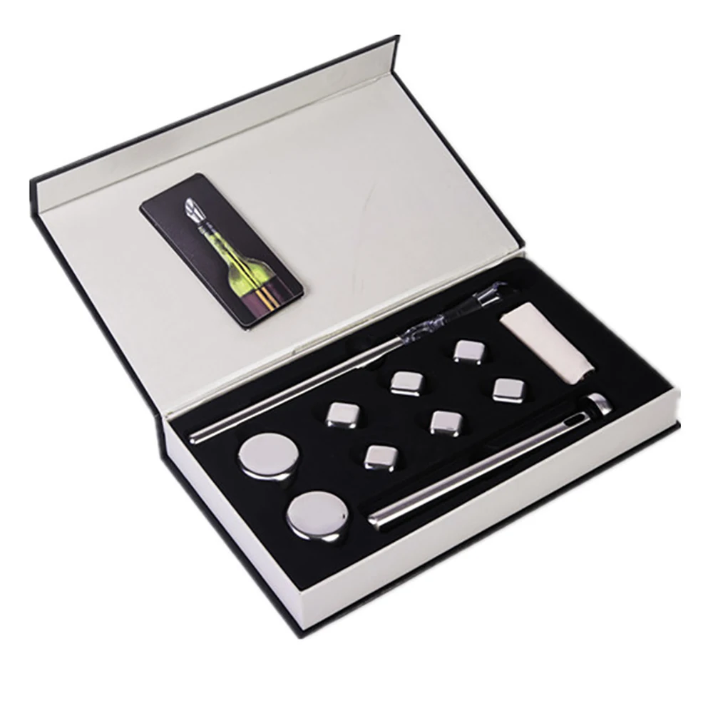 Amazon hot selling Whiskey Stone Chilling Stones Stainless Steel Ice Cubes Chiller Stick set with Storage Box