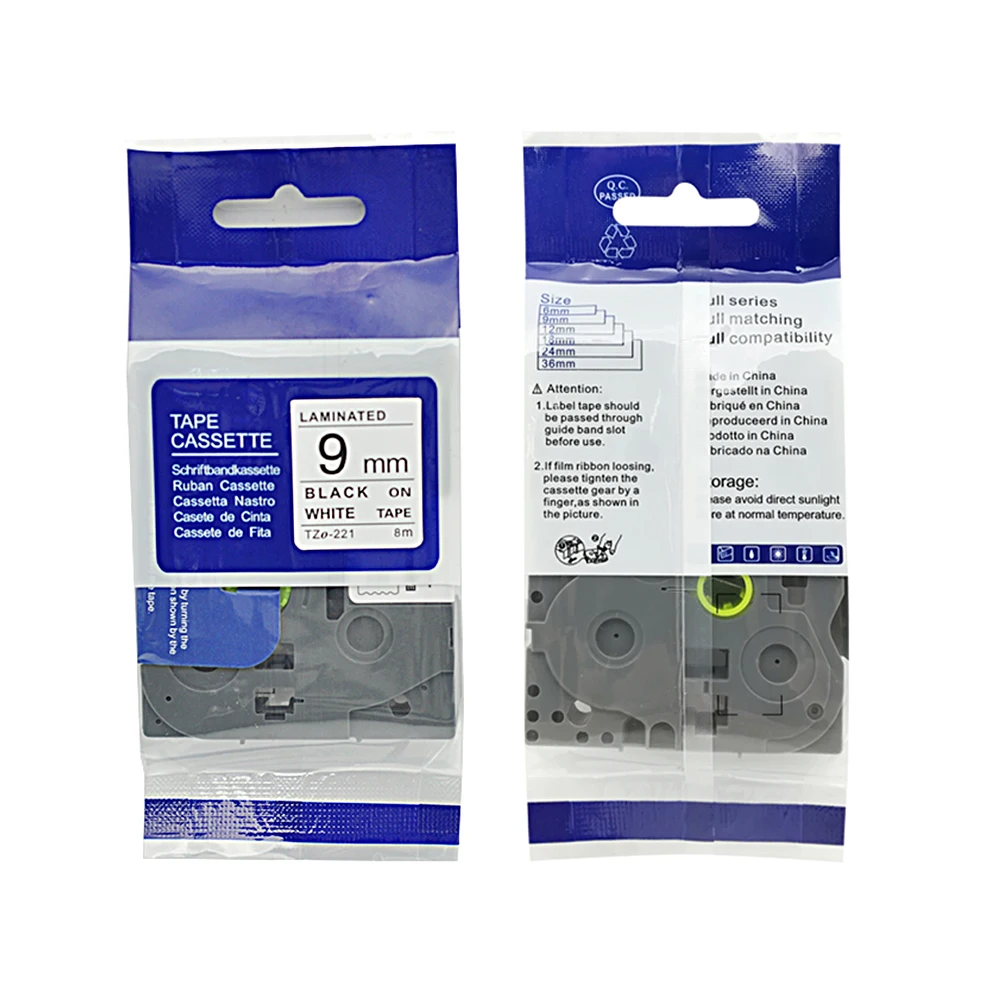 100% совместимые 9 мм черно-белые TZe 221 ленты для этикеток принтера p-touch Tz221 tze221