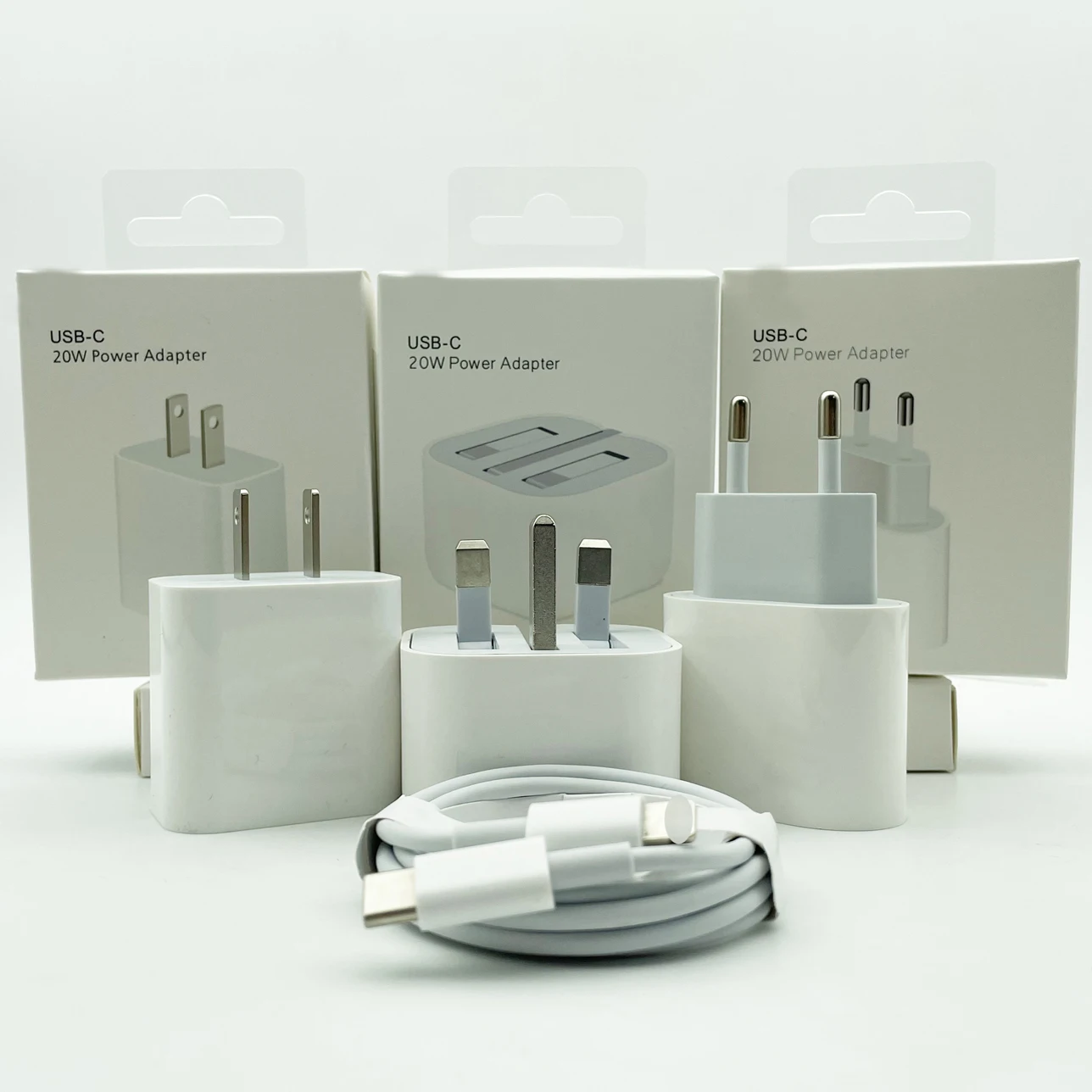 EU UK US Universal 20W PD Fast USB C Power Adapter Wall Charger C94 18W USB-C Lighting Cable Type C Cable For 12