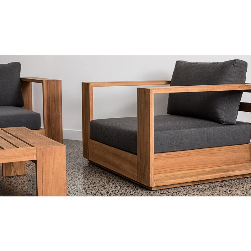 Modern teak garden furniture outdoor sofa set with quick dry foam cushion outdoor lounge