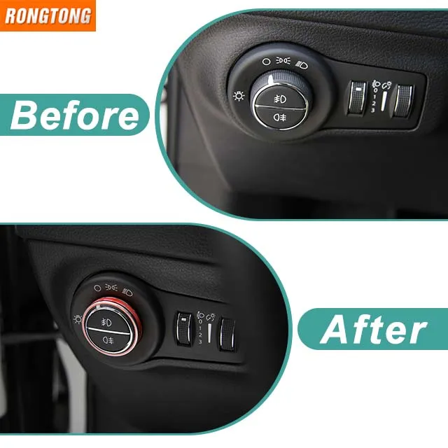 High-quality Car Inner Aluminium Alloy  Headlight Switch Decoration Cover Ring for Jeep Compass 2017+