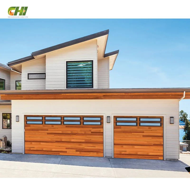 CHI Modern Design 16x8 Aluminum Alloy Sectional Folding Garage Door Automatic PU Foam Sandwich Panel Garage Door