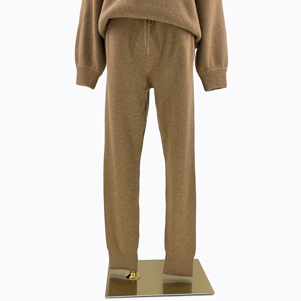 Fall Winter Luxury 2 Piece Sweater Set Solid Casual Knitwear Wool Knitted Two Piece Pant Sweaters Set For Women