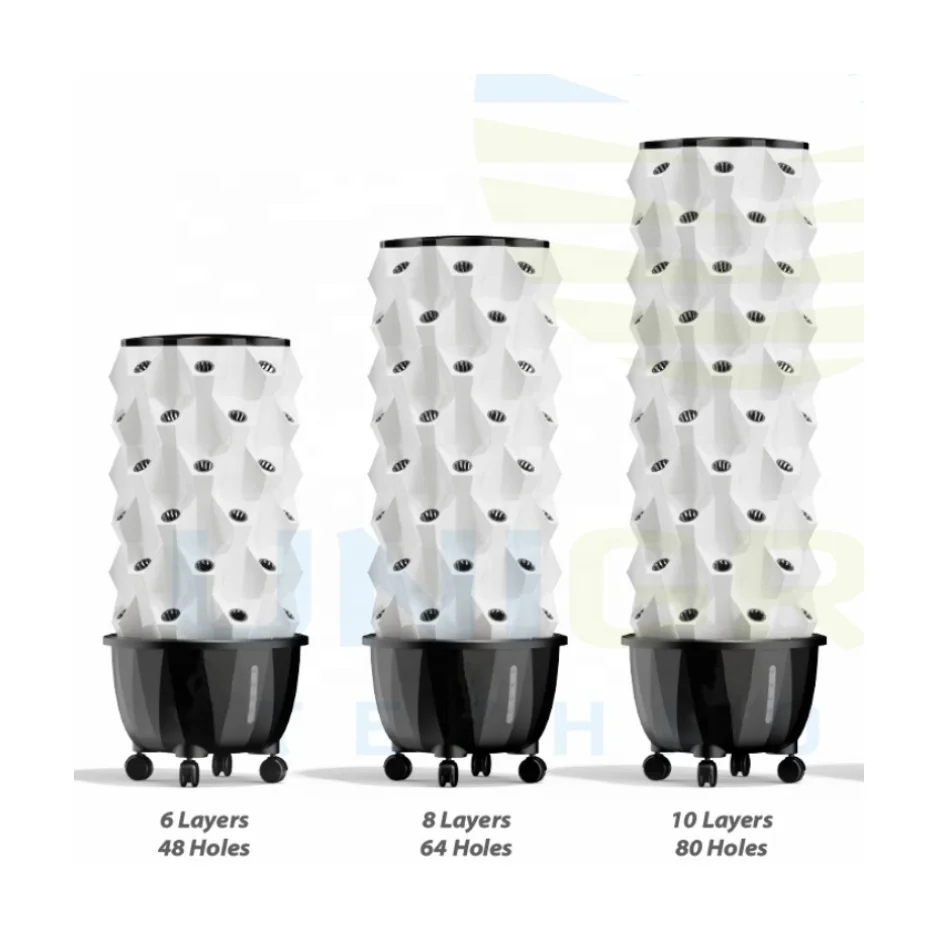 Vertical Tower Garden With Wheels 12 Layer 65L Tank Growing Towers Hydroponics Vertical Garden Systems For Vegetable Grow Plants