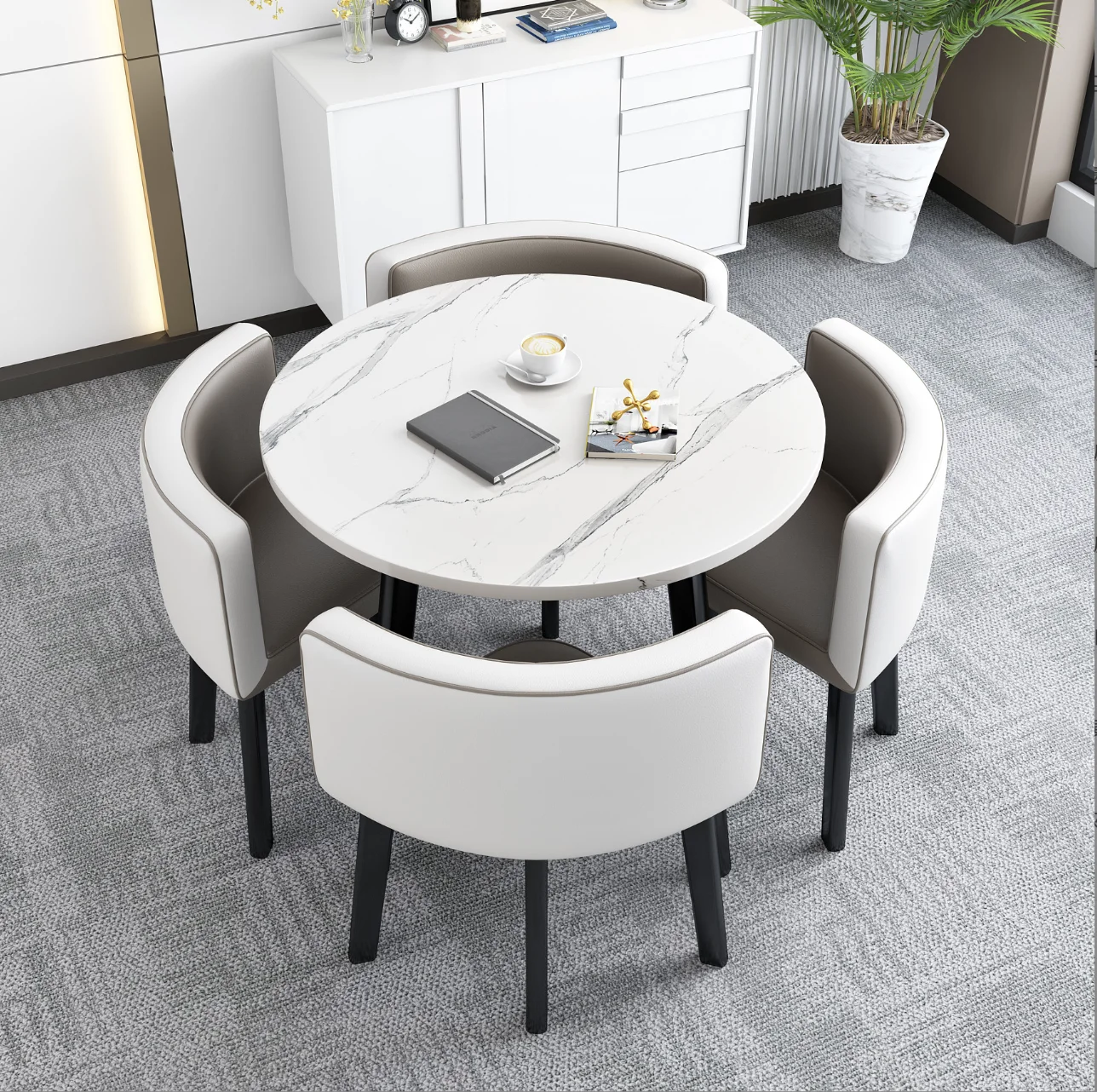 Modern Luxury Italian Coffee Table Set TV Stand Set with Sinered Stone Round Luxury Italian Coffee Table TV Stand Bathroom Birch