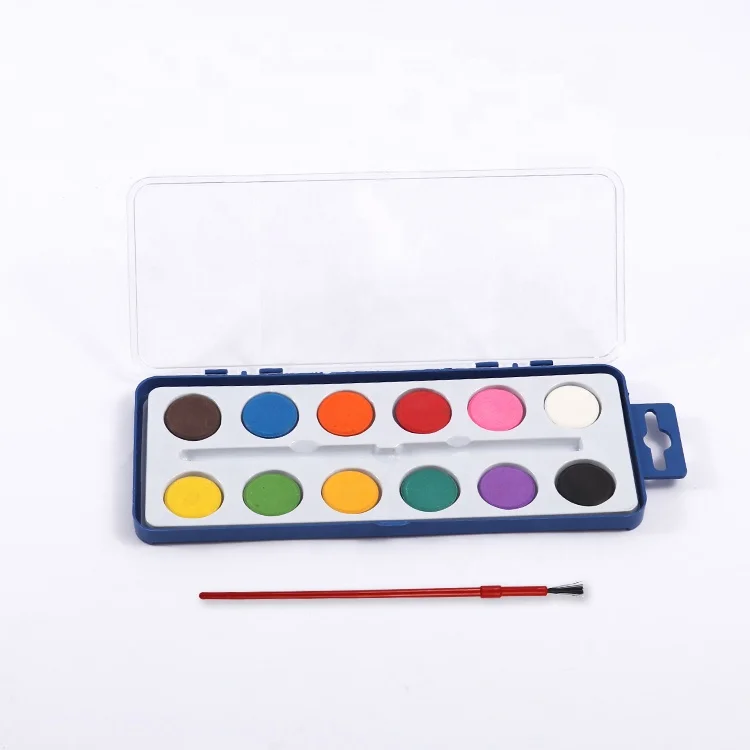 Foska 12 Colors Watercolor Paint Set High Quality Pigment Kids Safe and Washable Water Colors for Kids with Free Brush