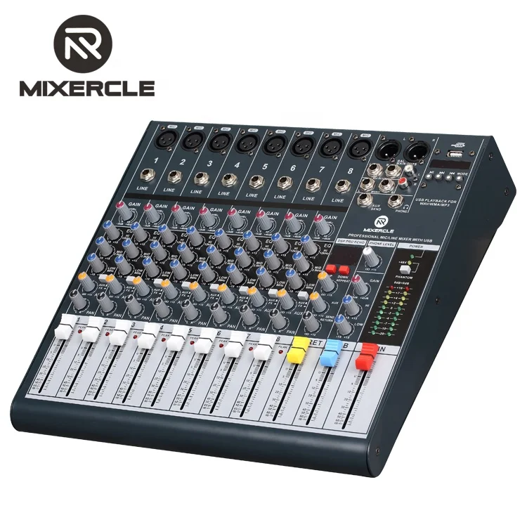 
UA802, +48V Phantom Power Professional Audio Digital Mixer with USB 