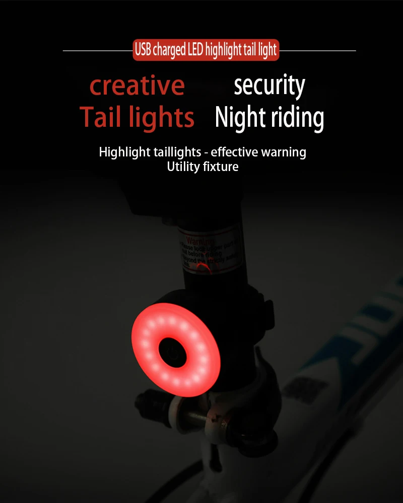 UMIONE Bicycle Rear Light Led Taillight IP66 Waterproof Night Riding Red Safety Back Warning Lights Bike Brake Tail Light