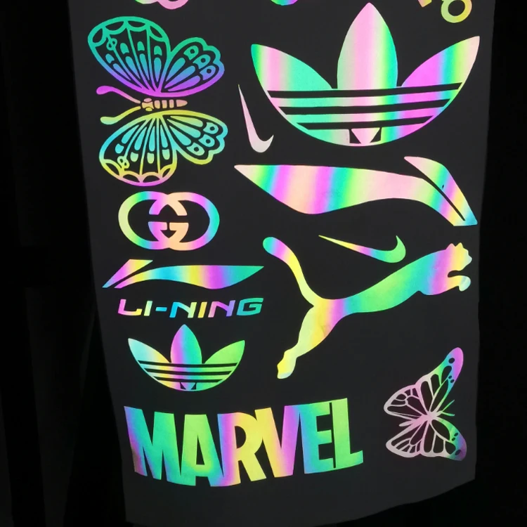Custom Low Price Reflective Heat Transfer Film Printing Stickers Fashion Reflective Label
