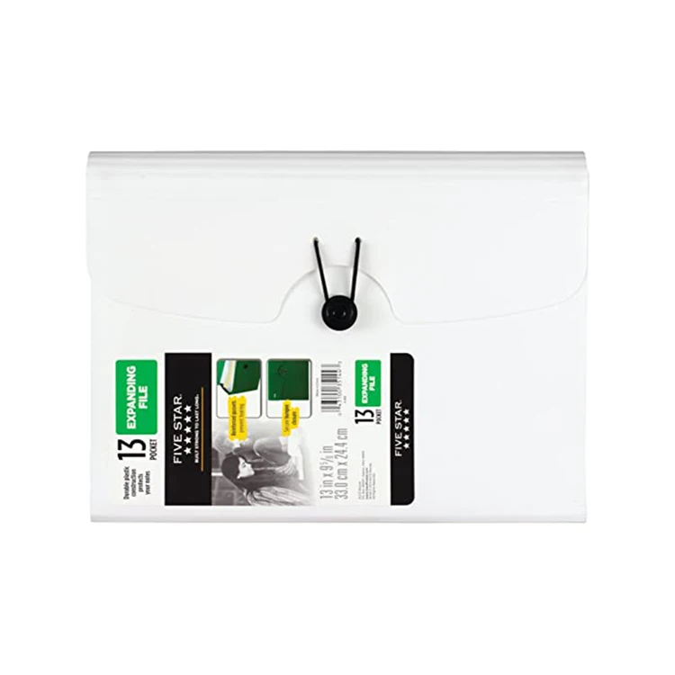 
Custom Cheap School Office Document Organizer Filing Box Inner Pockets PP Plastic Expanding Wallet File Folder With Elastic 