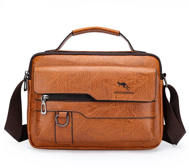 New Version Men Handbag with Shoulder Texture Business Casual Crossbody Bag Men Backpack Large Capacity Briefcase