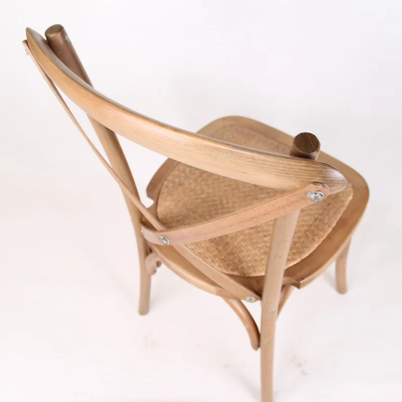 Wholesale Rustic Dining Chairs Beech Solid Wood Frame Cross Back Chair