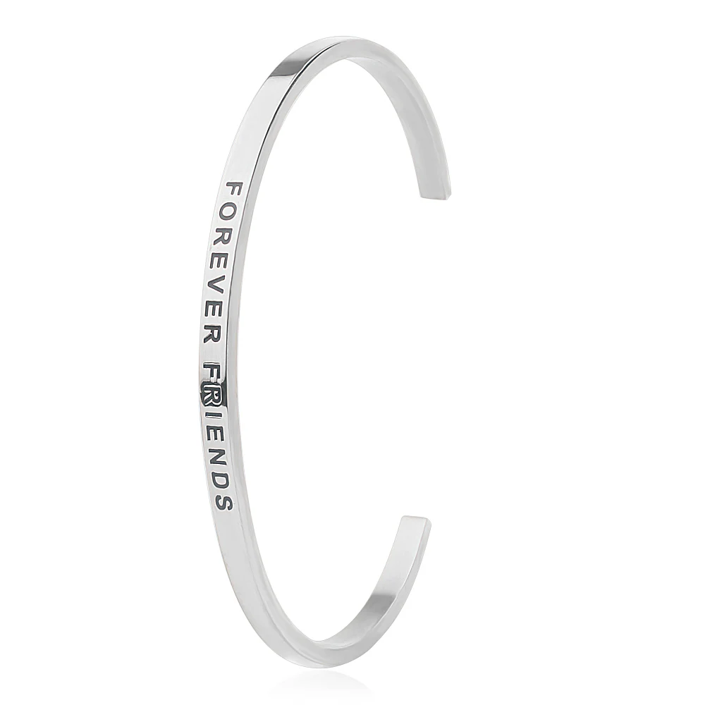 Women Fashion Stainless Steel 18K Gold Plated Jewelry Machine Engrave Cuff Bangle Bracelet