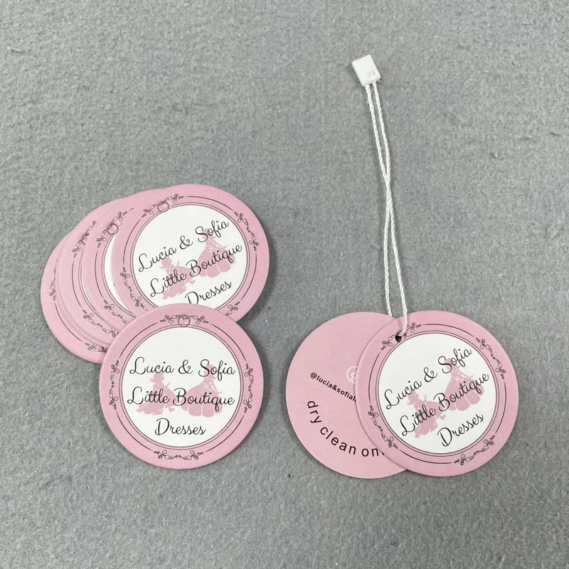 Custom Hang Tags Clothing Small Round Paper Tags For Clothes Hanging Hang Tags With Strings Logo Printed