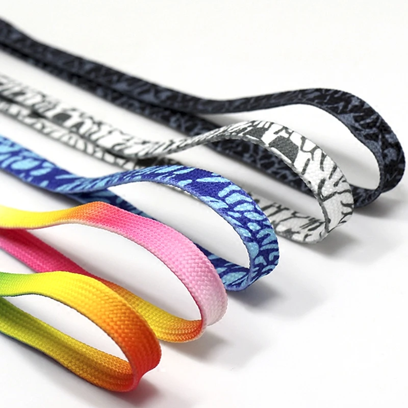 Wholesale Custom Printed Sneakers Shoe Laces Elastic Flat Shoelaces For Running Jogging Canvas